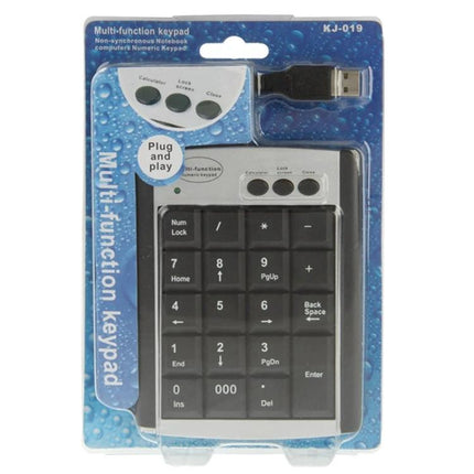 Portable USB Numeric Keypad for Notebook Computers with 19 Keys - ultra-thin plug-and-play external numeric keypad for laptops