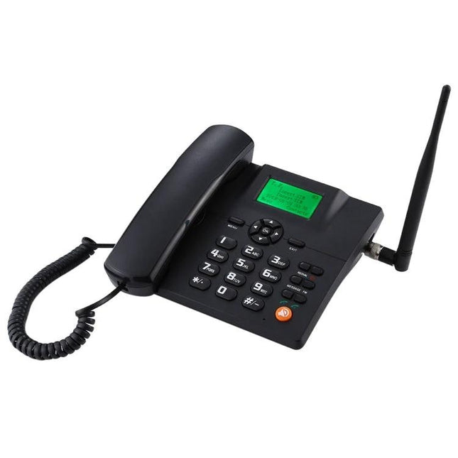 Reliable Phone for Daily Business Communication Needs - black dual SIM GSM desk phone with 2.4-inch LCD and external antenna
