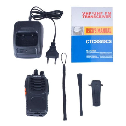 BAOFENG Portable Walkie Talkie for Everyday Communication with charger, antenna, belt clip and user manual