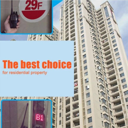 BAOFENG Portable Walkie Talkie for Everyday Communication used by building residents for quick two-way radio contact during events and emergencies