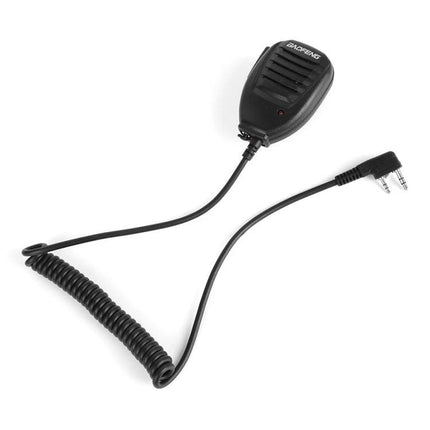 Clip-On Speaker Microphone for Walkie Talkies and Radios black dual-plug coiled cable hands-free radio mic