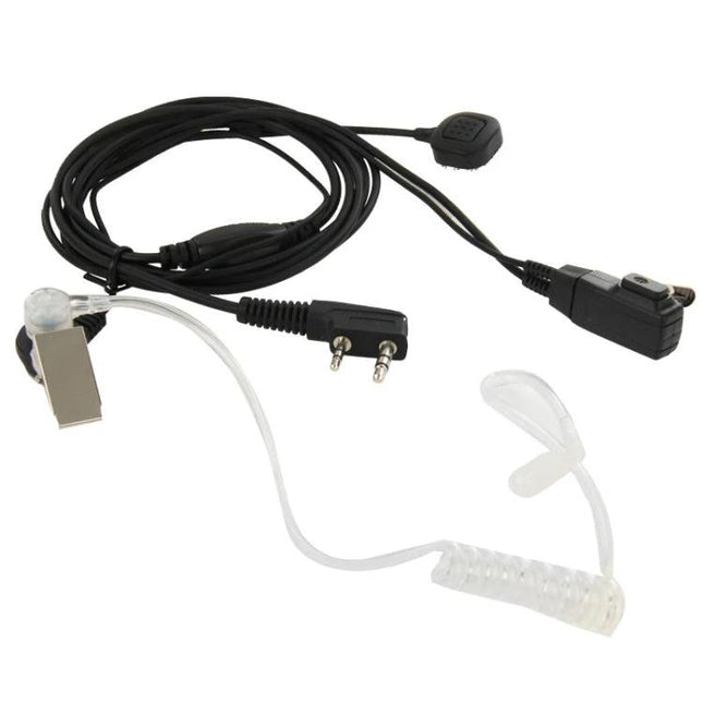Comfortable Earpiece Headset for Walkie Talkies with 3.5mm and 2.5mm Plugs, clear acoustic tube, clip and dual-pin connector