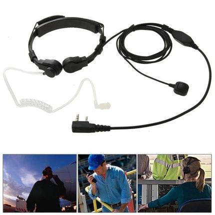 Throat Control Earpiece Headset for Walkie Talkies with Dual Plugs - hands-free throat mic with dual plug for security, events, and noisy outdoor use
