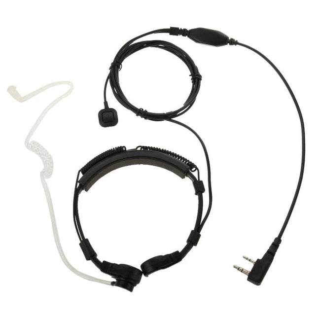 Throat Control Earpiece Headset for Walkie Talkies with Dual Plugs – throat mic with dual-plug connector, clear hands-free communication for security and events