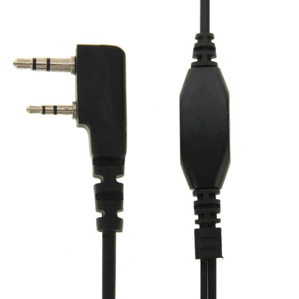 Throat Control Earpiece Headset for Walkie Talkies with Dual Plugs showing dual plug connector and inline throat microphone cable