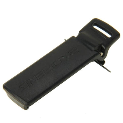 Durable Belt Clip for Attaching Walkie Talkies Securely to Belts - black plastic clip with secure attachment mechanism for hands-free use