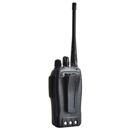 Durable Belt Clip for Attaching Walkie Talkies Securely to Belts on a black walkie talkie for hands-free, secure belt attachment