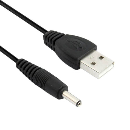 USB Male to DC 3.5mm x 1.35mm Power Cable, 60cm Length - black USB to 3.5mm x 1.35mm DC power cable for small electronics and DIY projects