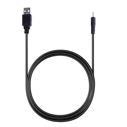 USB to DC Power Cable for Small Electronics, 1.2 Meters Long - black 2.5mm barrel jack to USB power cable coiled