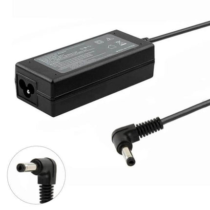 Portable Replacement AC Power Adapter for Sony Laptops showing black rectangular charger brick and right-angle DC plug for travel and backup use