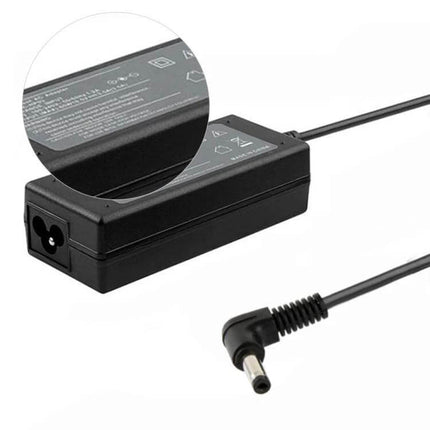 Portable Replacement AC Power Adapter for Sony Laptops — black compact charger with right-angle DC plug and global 100-240V input