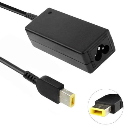 Compact AC Adapter for Lenovo ThinkPad and ThinkBook Laptops - compact replacement charger with rectangular yellow-tip connector for travel and mobile professionals