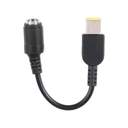 Power Adapter Cable for Lenovo Laptops, 7.9mm x 5.5mm Connector shown as short black adapter cable with rectangular Lenovo plug and female barrel jack