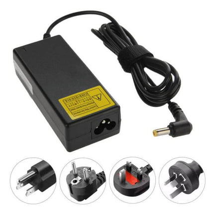 AC Power Adapter for Acer Laptop Charging Needs black replacement charger with right-angle connector and multiple international plugs