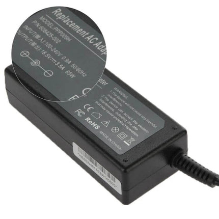 65W AC Adapter Compatible with HP Laptops for Everyday Charging - black replacement AC adapter 18.5V 3.5A compact charger for travel and office use