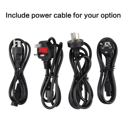 Versatile AC Adapter for Everyday Toshiba Laptop Charging with multiple international power cables shown