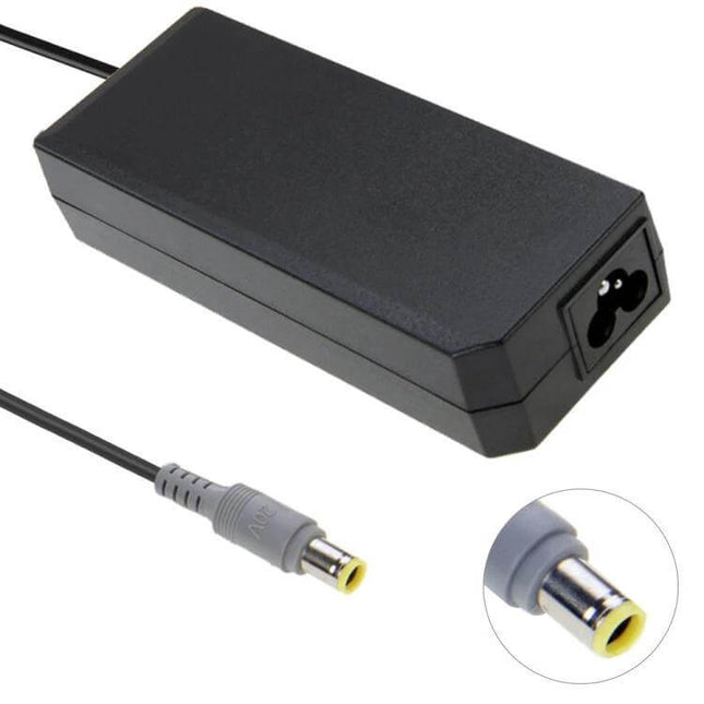 Lenovo ThinkPad Compatible Laptop Power Adapter for Charging - black replacement AC charger with yellow-tipped barrel connector for travel and backup
