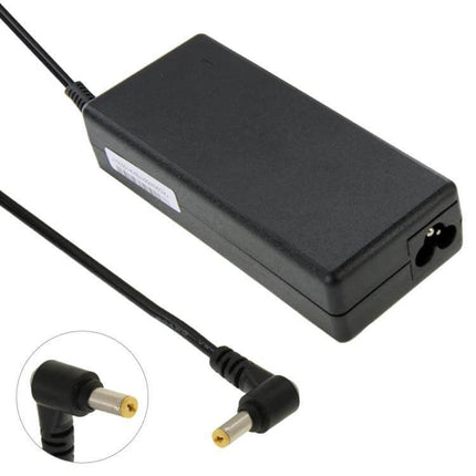 Compact AC Adapter for Acer and Toshiba Laptop Charging - black replacement power adapter with right-angle barrel connector, ideal for travel and office use