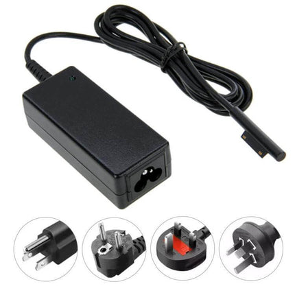 AC Power Adapter for Microsoft Surface Laptop Charging Needs - black replacement charger with multiple plug options and short-circuit protection