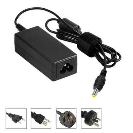 AC Adapter for Fujitsu Laptops with International Plugs and Tips – black replacement charger with multiple international plug tips and 100-240V support