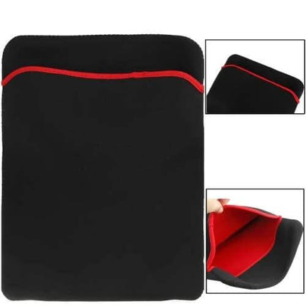 Soft Sleeve Case Bag for Protecting 14-Inch Laptops Daily - black neoprene sleeve with red trim, interior cushioning for students commuters professionals
