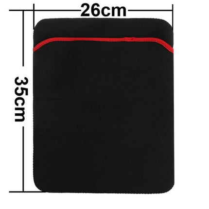 Soft Sleeve Case Bag for Protecting 14-Inch Laptops Daily - black neoprene sleeve with red trim, 26cm x 35cm for daily laptop protection