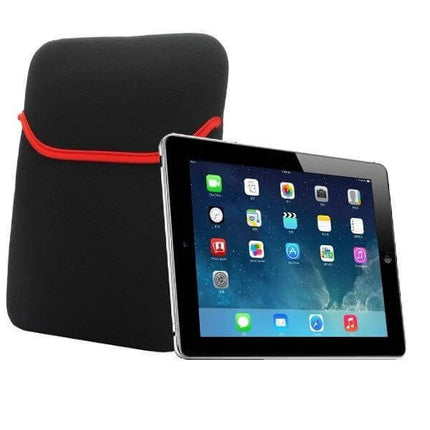 Waterproof Neoprene Sleeve Case for 9.7 Inch Tablets black neoprene sleeve with red trim protecting tablet