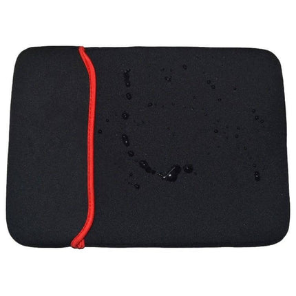 Waterproof Neoprene Sleeve Case for 9.7 Inch Tablets black sleeve with red trim and water droplets, slim protective neoprene case