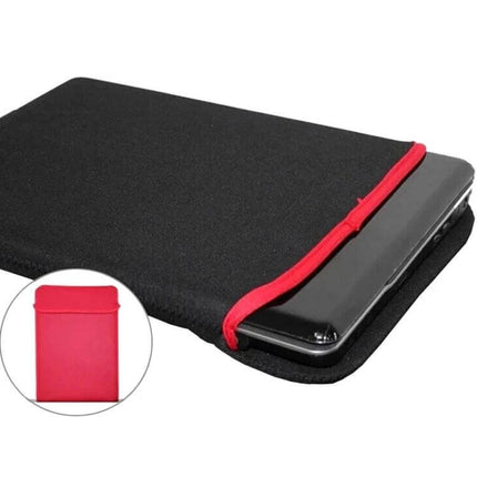 14 Inch Neoprene Waterproof Laptop Sleeve for Daily Protection black sleeve with red trim showing laptop partially inserted