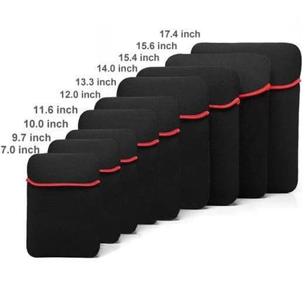 14 Inch Neoprene Waterproof Laptop Sleeve for Daily Protection - black neoprene 14-inch sleeve with red trim protecting laptop during commute