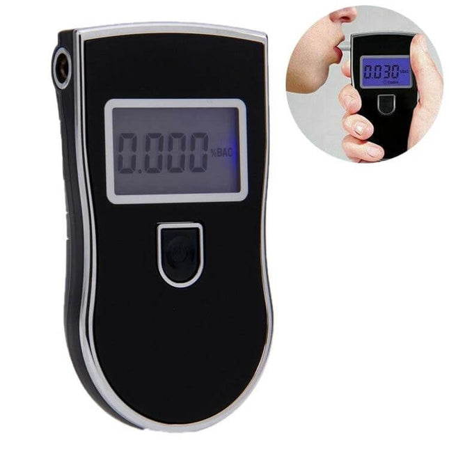Compact Digital Breath Alcohol Tester for Daily Use - handheld black BAC meter with clear LCD display for quick at-home or on-the-go alcohol level checks