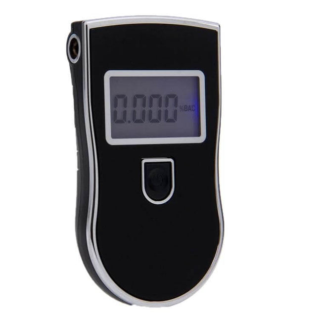Compact Digital Breath Alcohol Tester for Daily Use - black handheld breathalyzer with digital display reading 0.000 for personal monitoring