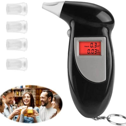LCD Digital Breathalyzer for Everyday Alcohol Testing - compact hot-wire sensor breathalyzer with LCD display and mouthpieces for safe post-event driving decisions