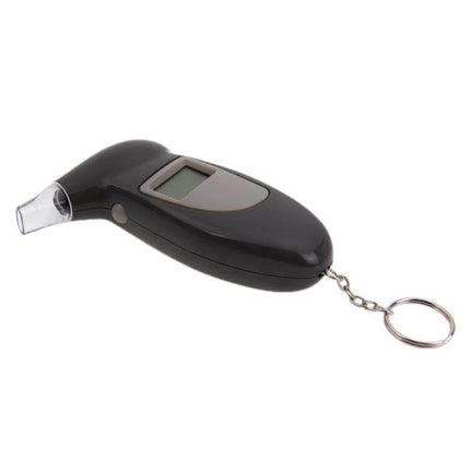 LCD Digital Breathalyzer for Everyday Alcohol Testing - compact black keychain breathalyzer with LCD display and hot-wire sensor for personal safety