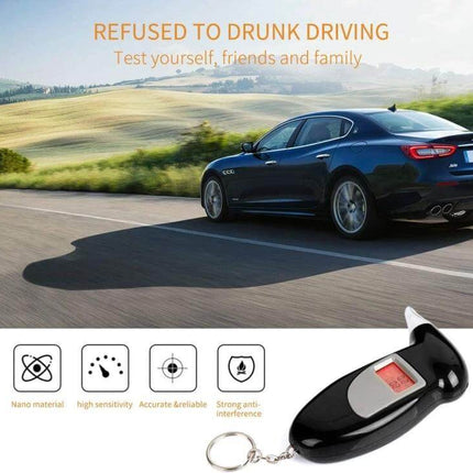 LCD Digital Breathalyzer for Everyday Alcohol Testing portable hot-wire sensor keychain device with car safety message
