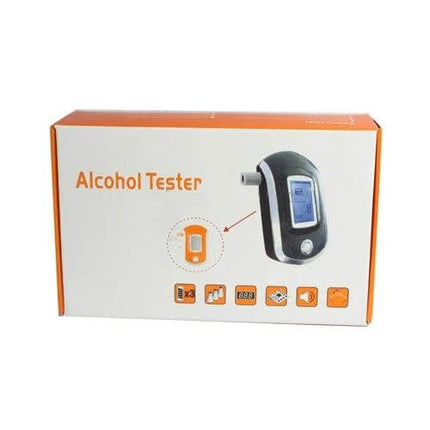 Portable Breath Alcohol Tester for Driver Safety with LCD Display - compact handheld device in retail box showing LCD screen