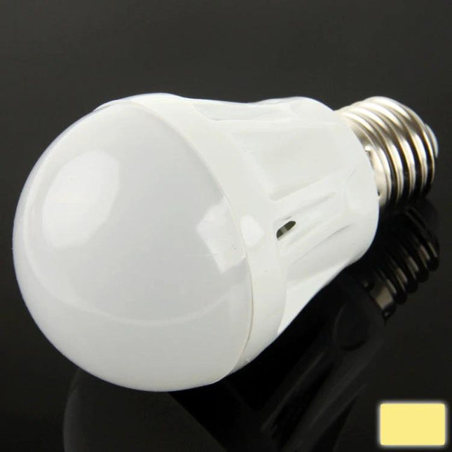 Practical White LED Bulb for Daily Household Lighting shown on black surface, 400 lumens cool white 6000K-6500K, easy install