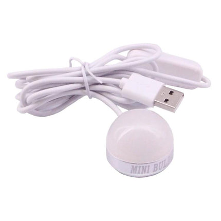 Essential USB light for daily home and travel use - compact white USB-powered mini bulb with long cable, ideal for reading, desk work, and travel lighting