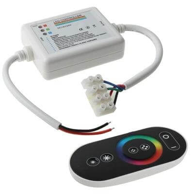 Wireless Touch Key RGB LED Controller for LED Strips with touch remote and connector, 12/24V wireless RGB controller for LED strip color control