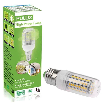 Practical LED Bulbs for Home and Everyday Lighting Needs - clear E27 LED corn bulb with packaging showing living room and kitchen use