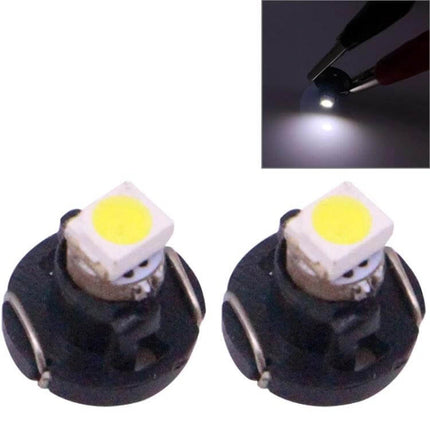 T3 White LED Instrument Dash Light Bulbs 2-Pack for Vehicles bright white dash bulbs close-up showing two bulbs and illuminated sample
