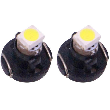 T3 White LED Instrument Dash Light Bulbs 2-Pack for Vehicles showing two white LED T3 bulbs for dashboard illumination