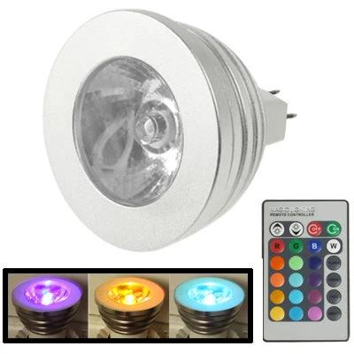 LED Bulb for Custom Home Lighting and Mood Setting — MR16 style bulb with 16 colors and remote for living room mood and brightness control