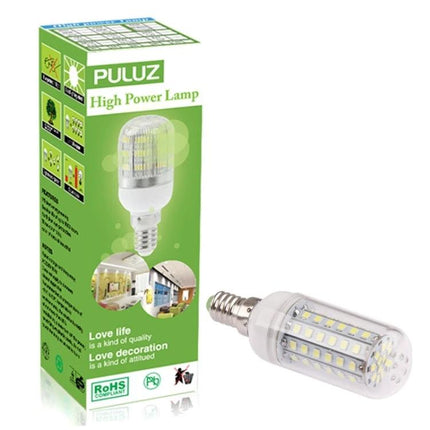 Essential LED Lights for Daily Home and Studio Use - compact high-power LED bulb with E14 base next to green product box