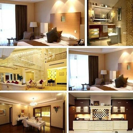 Practical LED Light Bulb for Everyday Home and Office Lighting illuminating bedroom, bathroom, living room and kitchen scenes