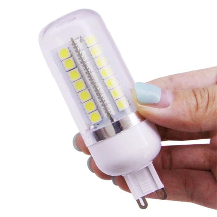 A Practical Warm White Bulb for Everyday Home Lighting - LED corn bulb held in hand, soft inviting glow for living room and home office