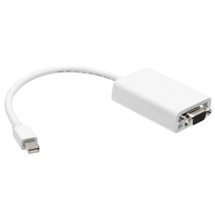 Apple Mini DisplayPort to VGA Adapter for Apple Devices white adapter cable connecting Mini DisplayPort to VGA monitor