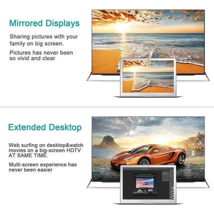 Apple Mini DisplayPort to VGA Adapter for Apple Devices connecting a MacBook to a mirrored display or extended desktop on a projector or monitor
