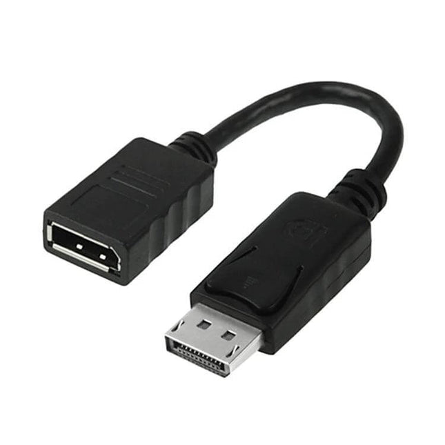18cm DisplayPort Male to Female Extension Cable for Monitors black short cable for tidy monitor-to-computer connections