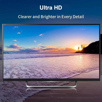 18cm DisplayPort Male to Female Extension Cable for Monitors connecting a monitor in an ultra HD setup, ideal for tidy desk or wall-mounted installations